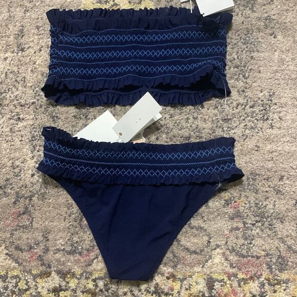 New. Tory Burch black smocked bikini set. Normally $236  XS - Picture 9 of 12